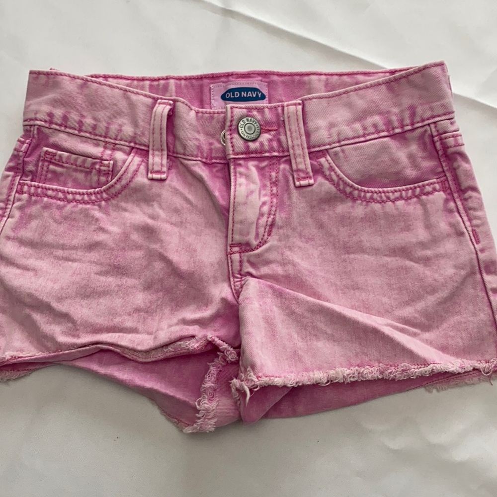 Little girls pink light washed shorts